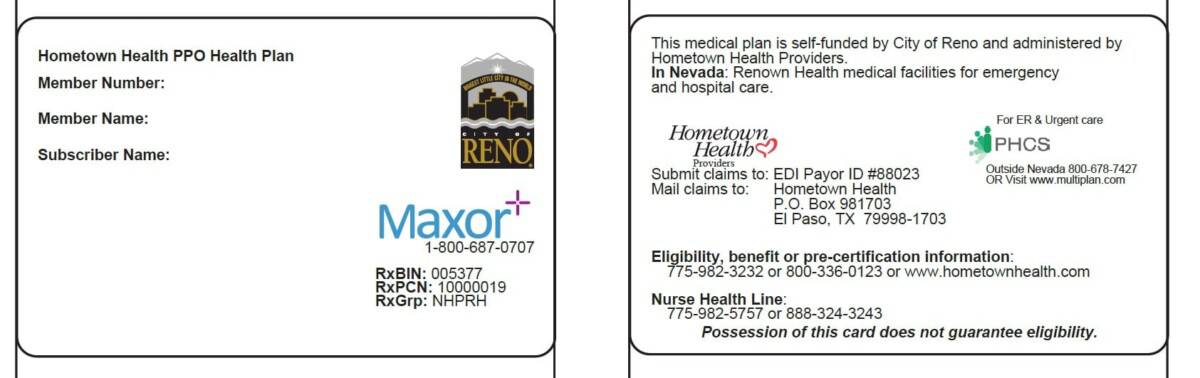 city of reno nevada member id card